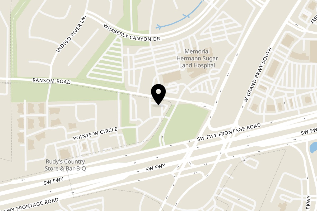 Map showing the location of Doner & Gyros Texas Hub on 5400 Pointe W Cir #140 in Richmond